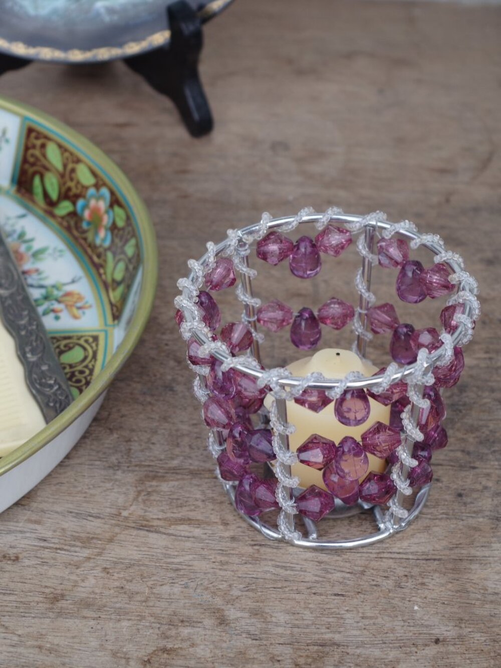 Cute Purple Whimsical Arcylic Candle Holder
